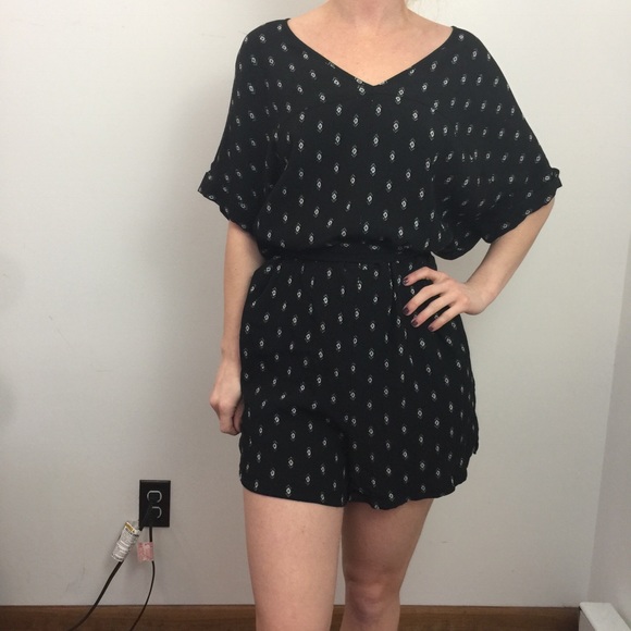 Madewell Pants - Madewell Black Western Printed Waist Tie Romper